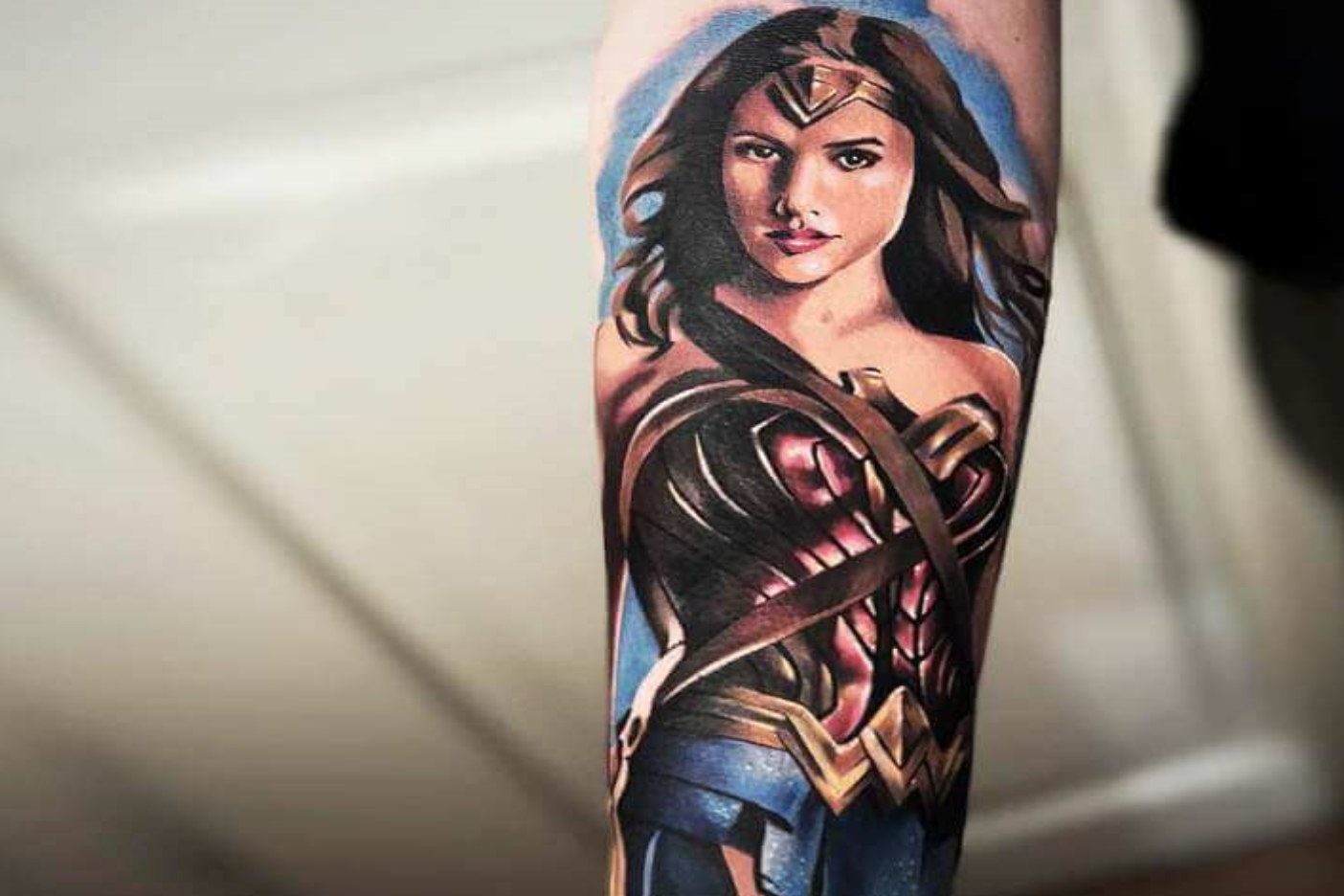 My new tattoo Wonder Woman Sign and shield  done by TattooPineapple at  Black Moth Tattoo  rtattoo
